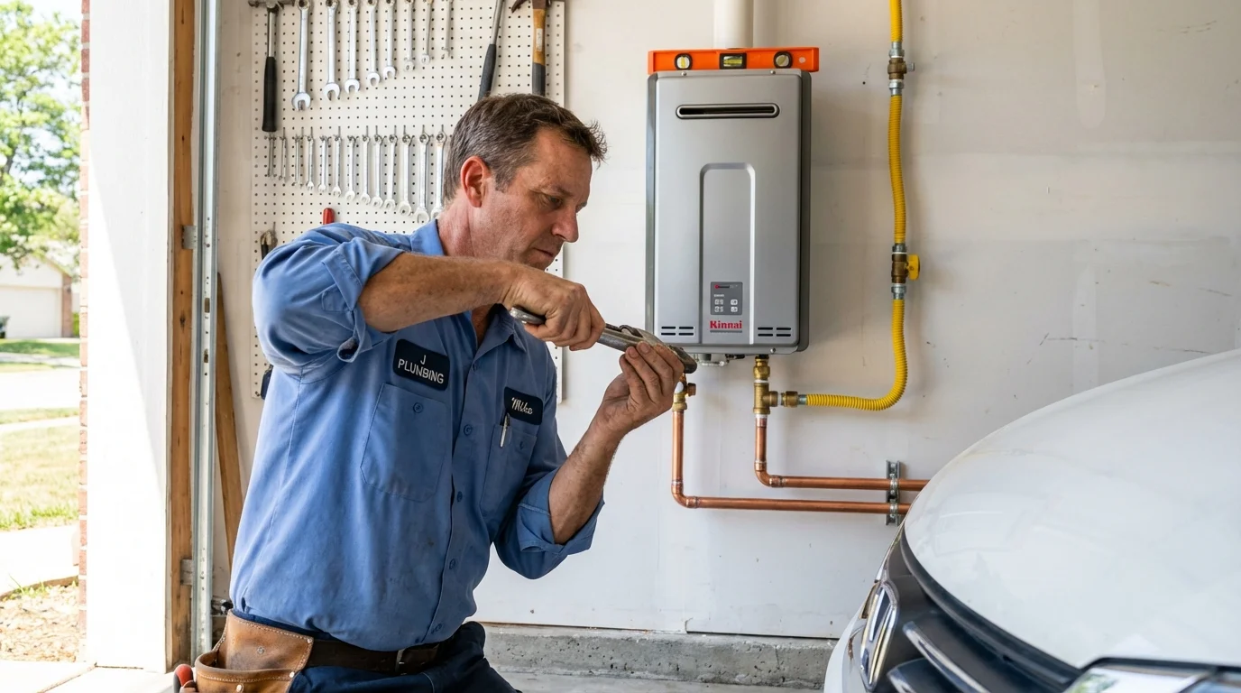 Tankless water heater installation by a Johns Plumbing LLC plumber in Manning